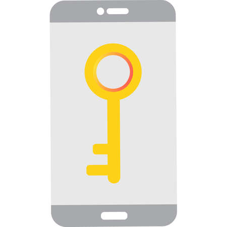 Key on smartphone screen vector icon on whiteのイラスト素材