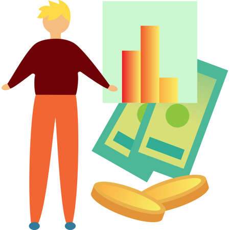 Businessman working with finance data vector iconのイラスト素材