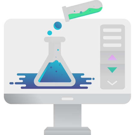 Study chemistry science online vector flat iconのイラスト素材