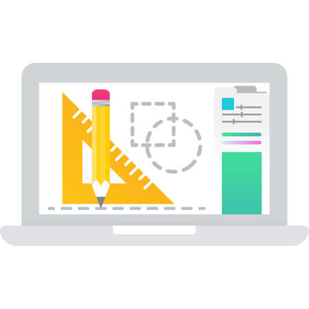 Online art class icon on vector laptop computerのイラスト素材