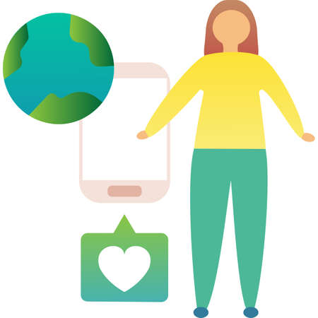 Woman using social network icon vector on whiteのイラスト素材