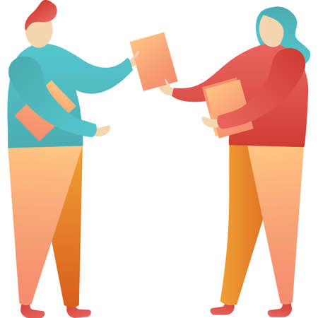 Business people give paper document vector iconのイラスト素材