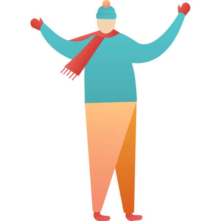 Happy man in winter clothes vector icon on whiteのイラスト素材
