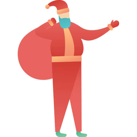 Santa claus in red clothes with gift bag iconのイラスト素材