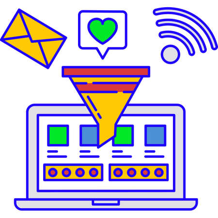 Conversion lead funnel vector icon on whiteのイラスト素材