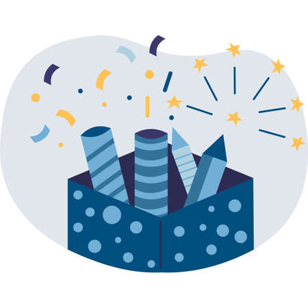 Box of firework vector festive firecracker iconのイラスト素材