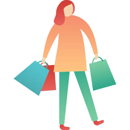Woman with shopping bag vector icon on whiteのイラスト素材