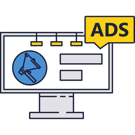 Digital media advertising strategy vector PC iconのイラスト素材