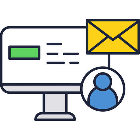 Mail icon vector email letter symbol on pc screenのイラスト素材