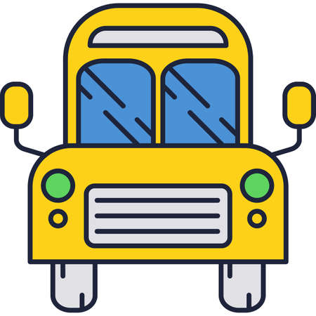 School bus icon vector isolated front view