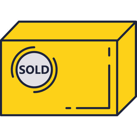 Sold stamp on postal box pack icon vectorのイラスト素材