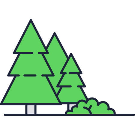 Forest vector nature landscape flat icon isolatedのイラスト素材