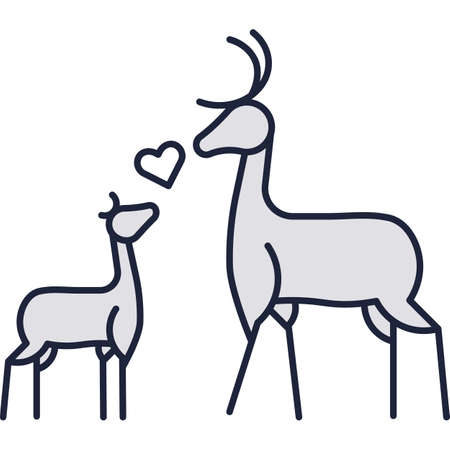 Deer family vector outline icon isolated on whiteのイラスト素材