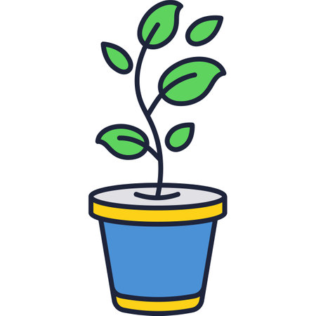 Plant sprout in pot icon vector isolated on whiteのイラスト素材
