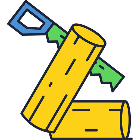 Woodwork logo wood carpentry icon saw and trunkのイラスト素材