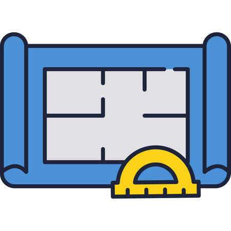 Blueprint plan icon house architecture flat vectorのイラスト素材