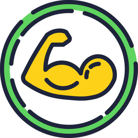 Strong arm with muscle icon in vector circleのイラスト素材
