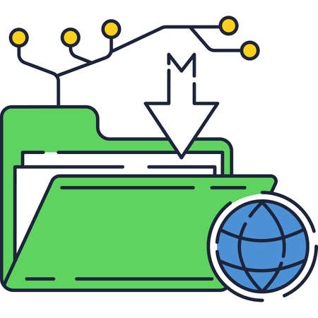 Distributed data base icon vector global networkのイラスト素材
