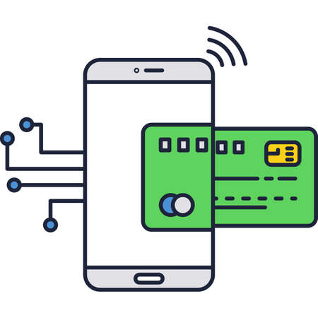 Mobile phone payment application icon flat vectorのイラスト素材