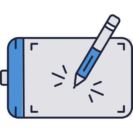Graphic tablet with drawing pen vector iconのイラスト素材