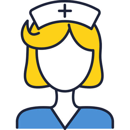 Nurse avatar, doctor thin line flat vector iconのイラスト素材