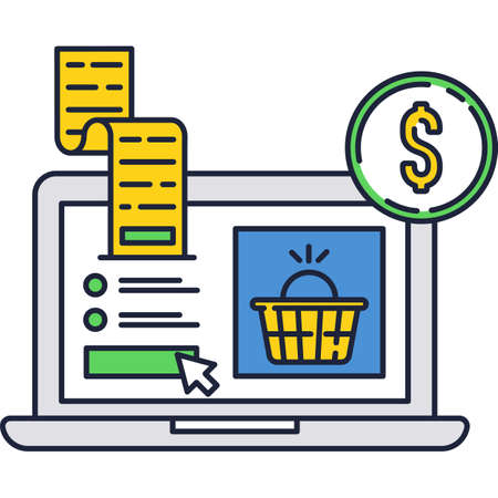 Purchase online icon flat vector e-shop serviceのイラスト素材