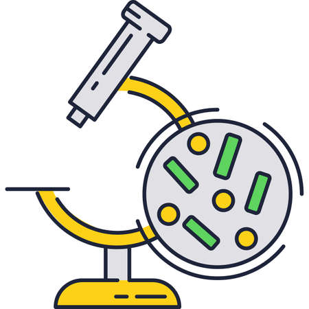 Microscope and bacteria virus cell vector iconのイラスト素材