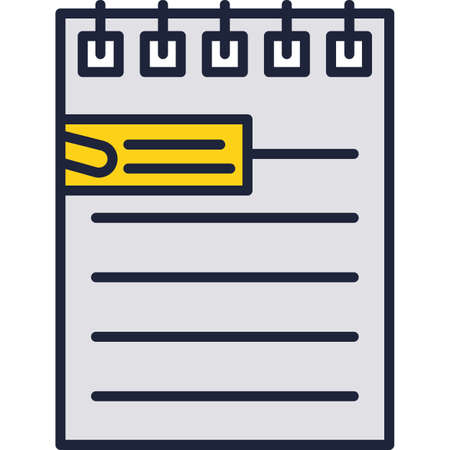 Notepad sheet with bookmark paper clip vector iconのイラスト素材
