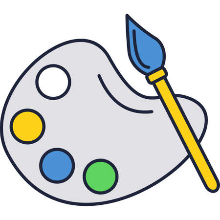 Color paint pallet and brush vector art iconのイラスト素材
