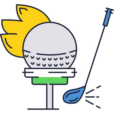 Golf ball and club isolated icon vector on whiteのイラスト素材