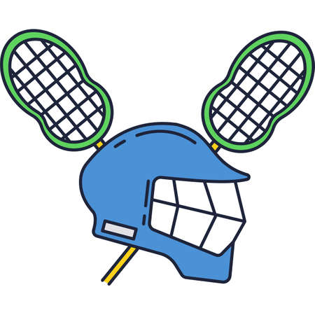 Lacrosse icon vector helmet and stick on whiteのイラスト素材