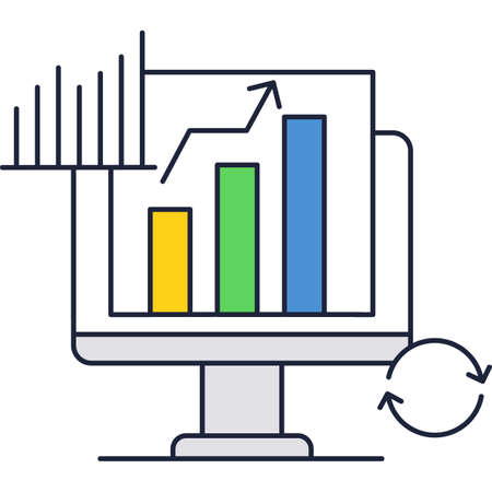 Business data graph chart on computer screenのイラスト素材