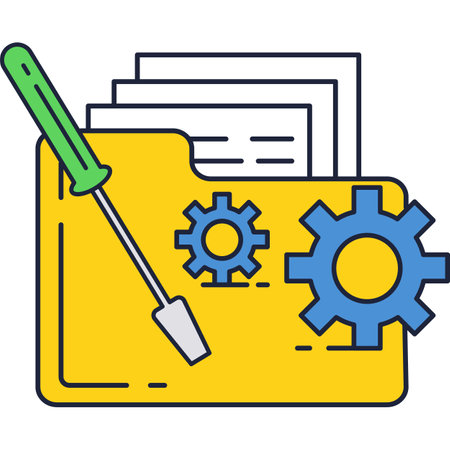 Data folder with gear and screwdriver vector iconのイラスト素材