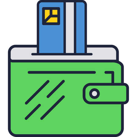 Wallet with credit card vector icon isolatedのイラスト素材