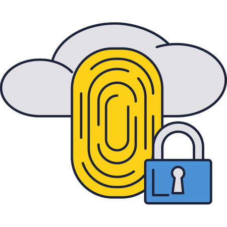 Finger print access personal data protection iconのイラスト素材
