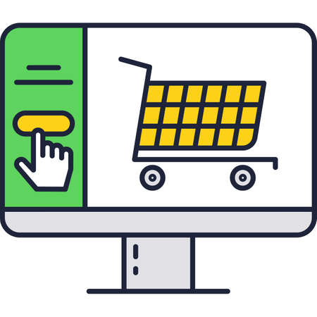 Online shopping icon vector computer shop websiteのイラスト素材