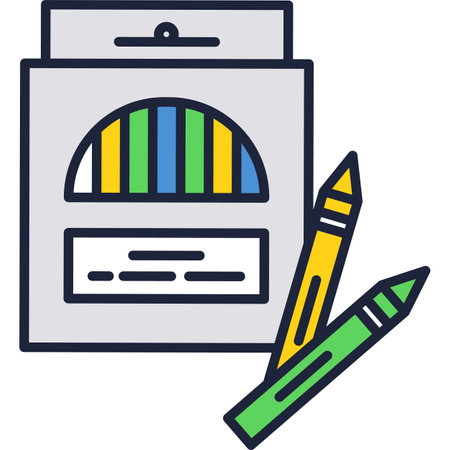 Crayons case box vector icon isolated on whiteのイラスト素材