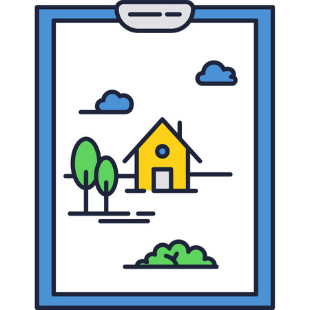 House sketch drawing on clipboard icon vectorのイラスト素材