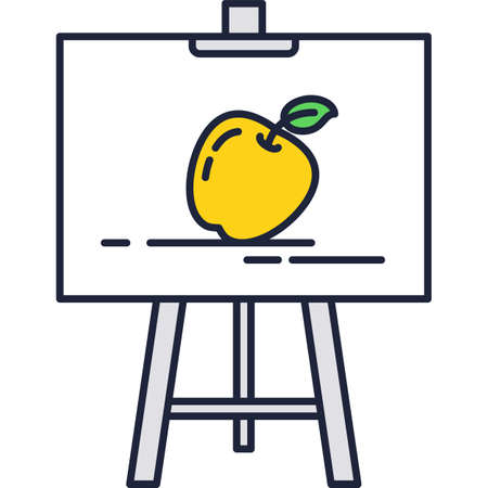 Canvas icon art paint easel with apple on standのイラスト素材