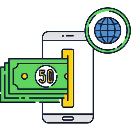 Digital payment via mobile phone app icon vectorのイラスト素材