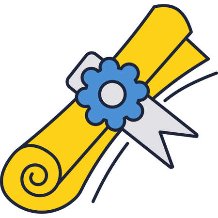 Diploma scroll icon degree certificate flat vectorのイラスト素材