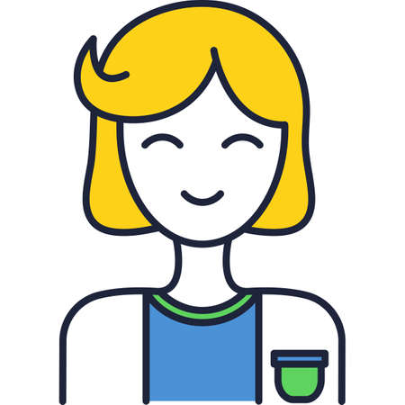 Smiling student portrait vector flat icon isolatedのイラスト素材