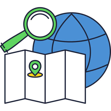 Global search icon web research flat vectorのイラスト素材