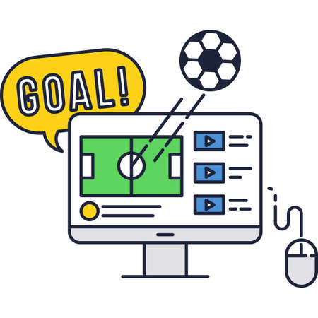 Football translation on computer vector flat iconのイラスト素材