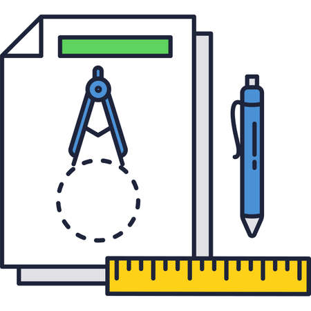 Blue print mechanical engineer drawing vector iconのイラスト素材