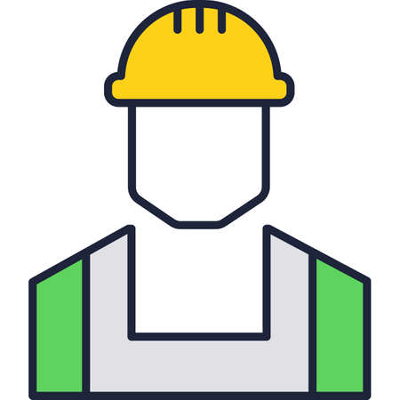 Builder icon worker in uniform hat helmet vectorのイラスト素材