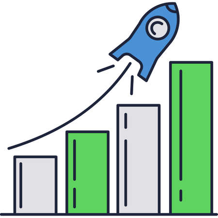 Startup success icon bar graph rocket vectorのイラスト素材