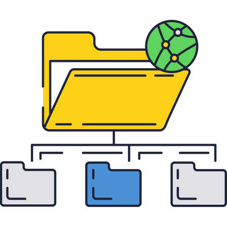Workflow icon flat vector computer folder networkのイラスト素材