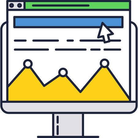 Data graph chart on computer screen monitor vectorのイラスト素材