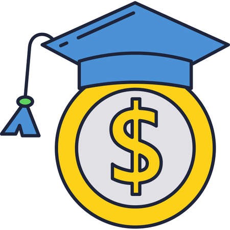 Tuition fee icon vector dollar coin academy capのイラスト素材